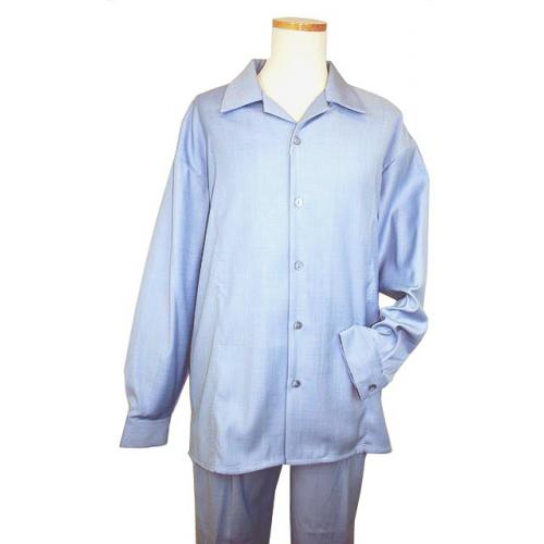 Silversilk Solid Glacier Blue Rayon Blend Knitted 2 PC Outfit 9304